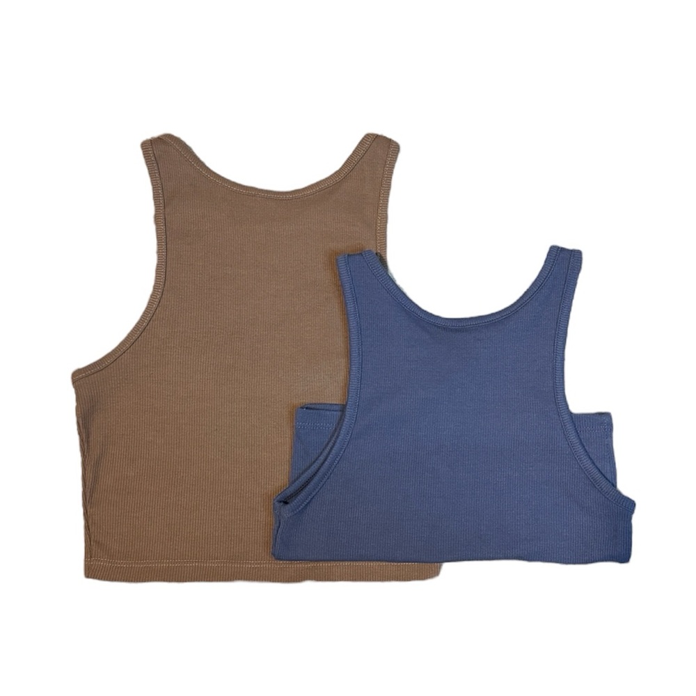 Brown and Blue Tank Tops